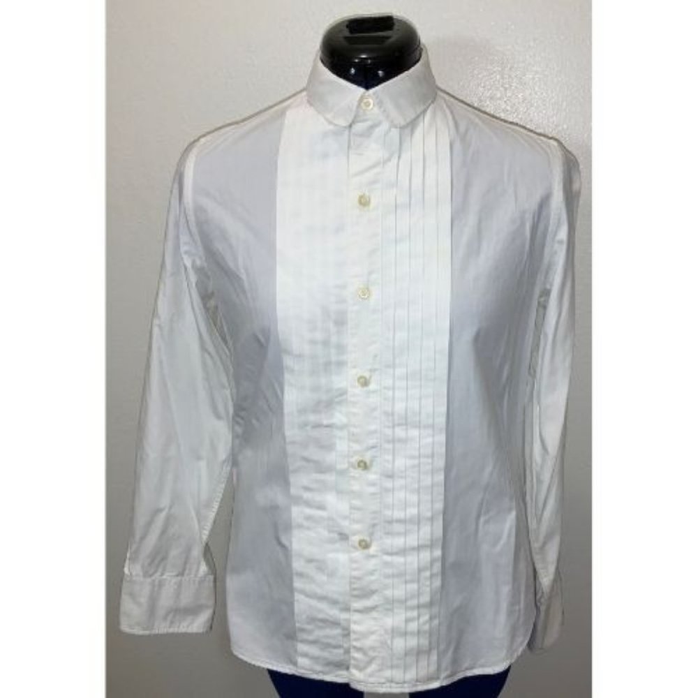 J.G. Hook - White Shirt with pleated front - Size 12
